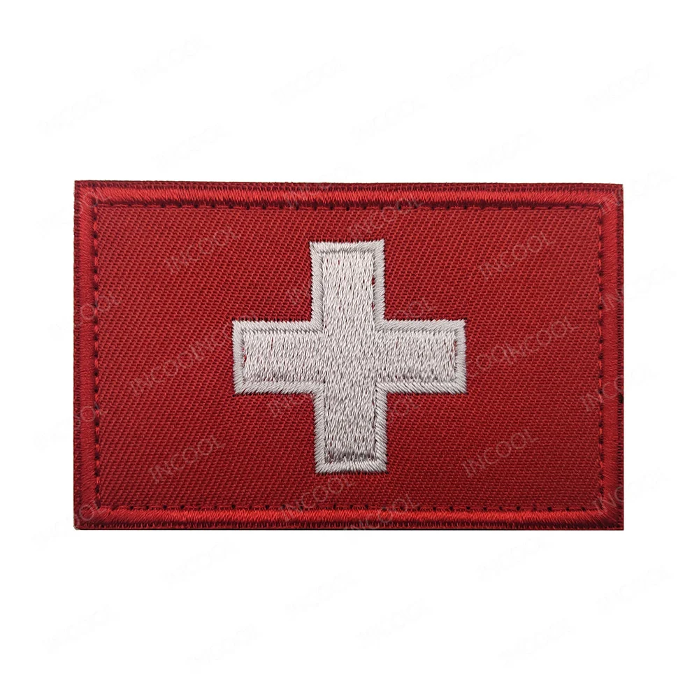 Switzerland Swiss Flag IR Infrared Reflective Patches Appliqued Embroidered Patch For Bag Clothing Backpack Cap