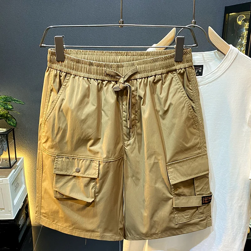 

Summer Thin Cool Comfortable Breathable Casual Shorts For Men Elastic Waistband Trendy Pockets Five Point Middle Pants