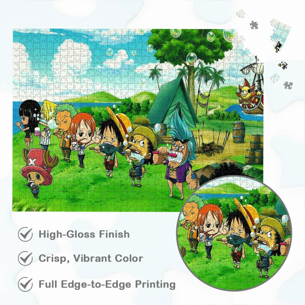 원피스 캐릭터 직소 퍼즐 귀여운 밀짚모자 해적 만화 독특한 디자인 DIY 대형 퍼즐 장난감 재미있는 가족 게임 성인용