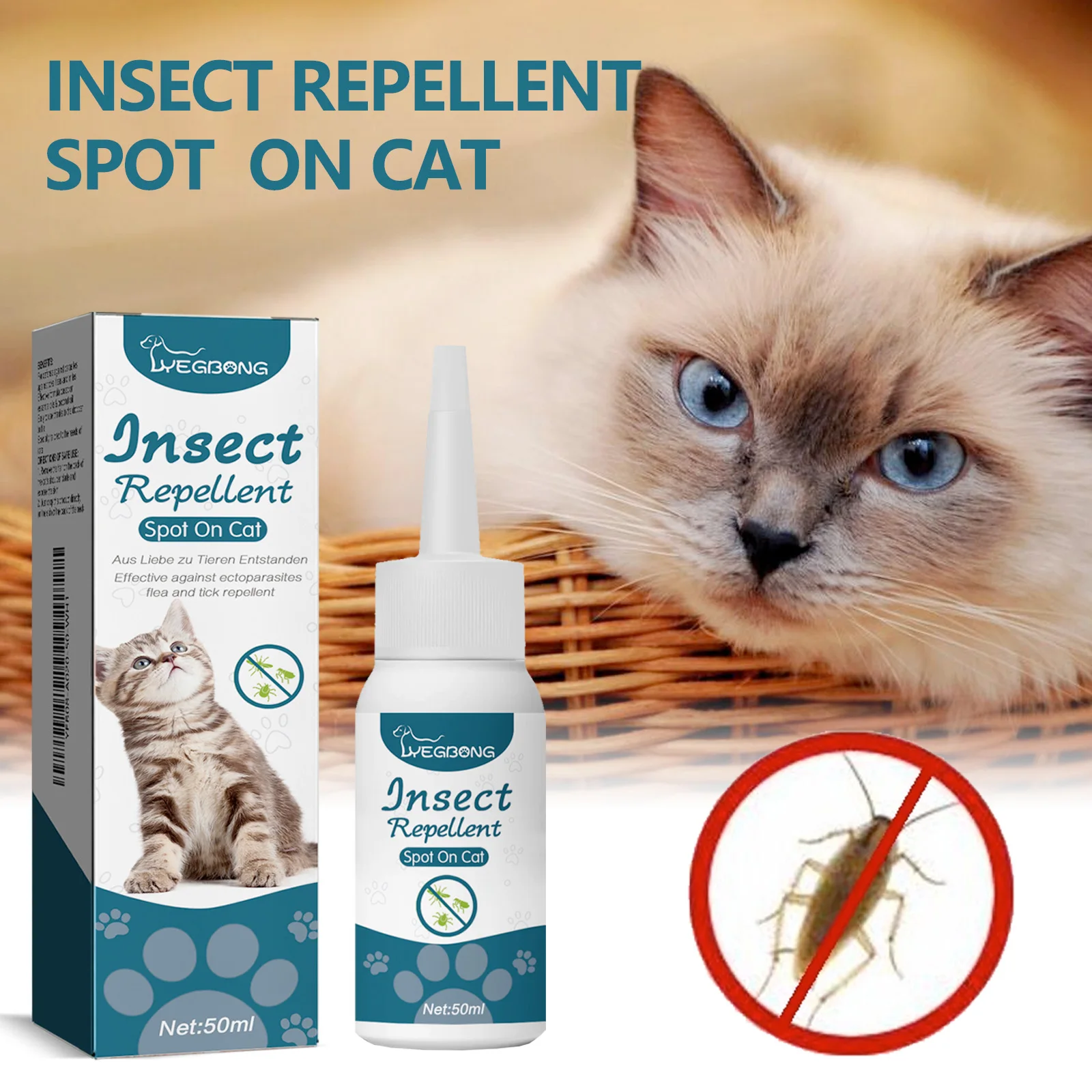Cat Anti Flea Tick Drops Pet External Deworming Liquid Kill Lice Mite Relieve Itching Ringworm Treatment Cat Skin Insect Remover
