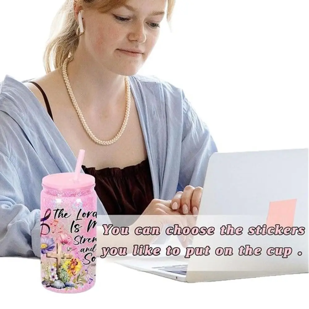 

Creative 16oz Capacity Mason Jar Cups Reusable Break-Resistant Water Bottles Double Layers Snow Globe Tumbler Holiday Gifts