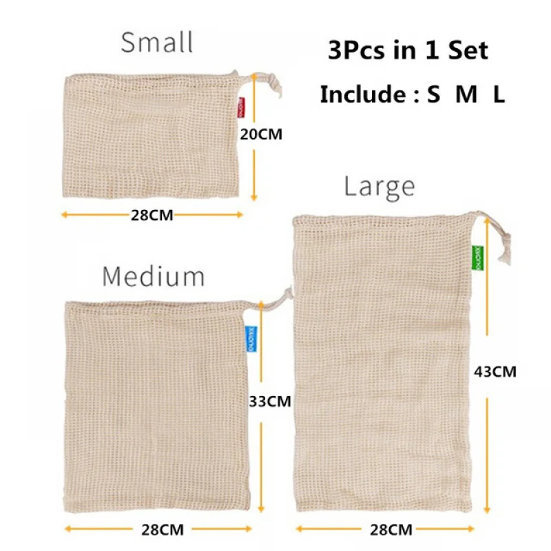 1Pcs Reusable Cotton Edge Mesh Shopping Bag for Vegetable Fruit Food Kitchen Washable Grid Storage Bag Eco String Bag Organizer