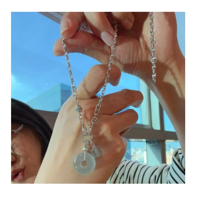 

Platinum Round Buckle Pig Nose Universal Energy Chain Universal Buckle Passepartout Ping An Buckle Buddha Gong Jade Pendant with