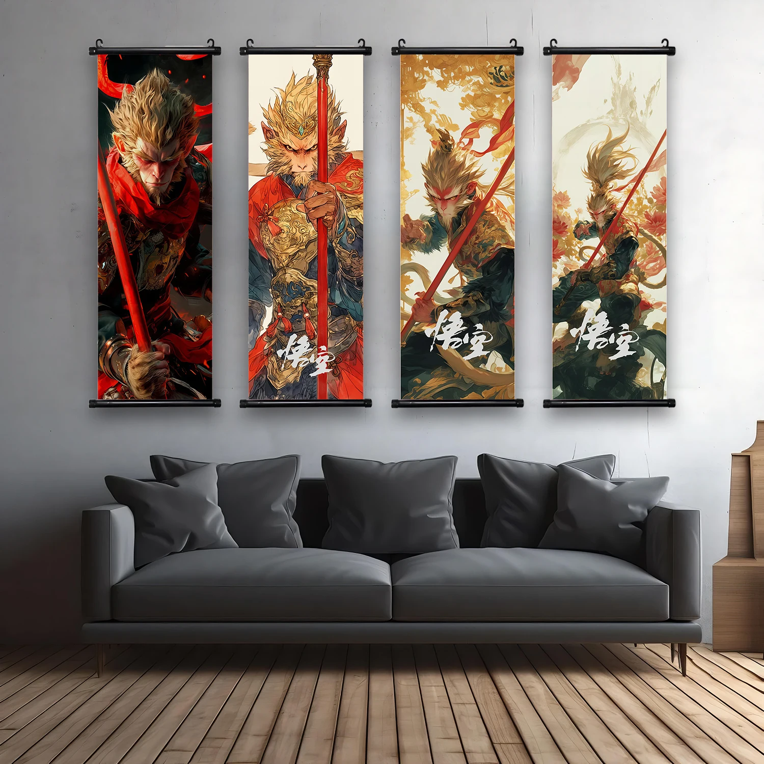 Hanging Scroll Poster Black Myth Wukong Games Poster Wall Artwork Canvas Painting Print Home Decoration Gaming Room Art Kid Gift