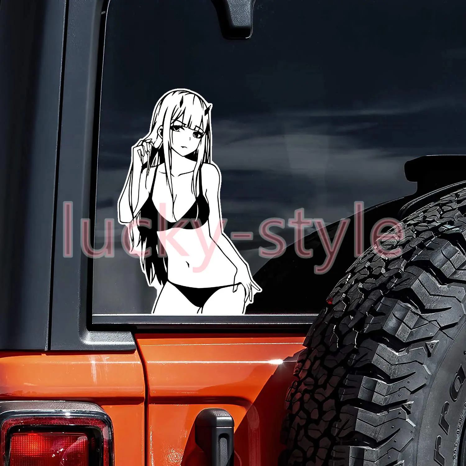 Sexy Bikini Girl Zero Two Car Sticker Darling In The Franxx Motorcycle Luggage Laptop Decals Waterproof Skateboard Vinyl Decor