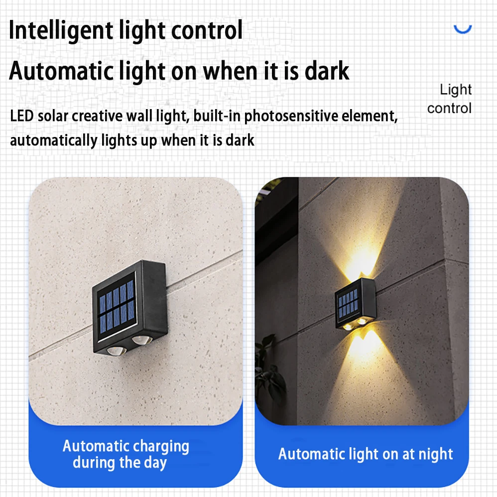 Светодиодный настенный светильник на солнечных батареях IP65 водонепроницаемый наружный 1,2 В/300 мАч безопасность светодиодное освещение для сада двора забора декоративные лампы Высокая яркость