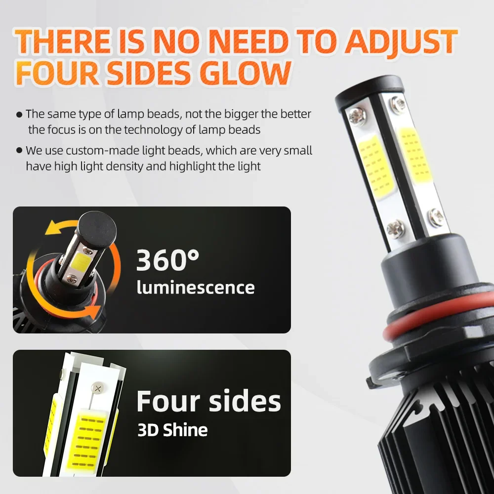 ENGZEA 360 Degree LED 140000LM H7 H11 LED Bulb H1 H4 H8 H9 9005 HB3 9006 HB4 Auto Car Headlight Bulb 6000K Fog Light 12V 6000K