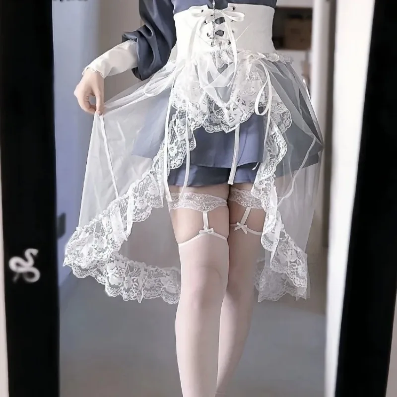 

Кружевные лоскутные юбки в японском стиле, женские летние новые винтажные сказочные повязки в стиле Харадзюку, прозрачные женские юбки