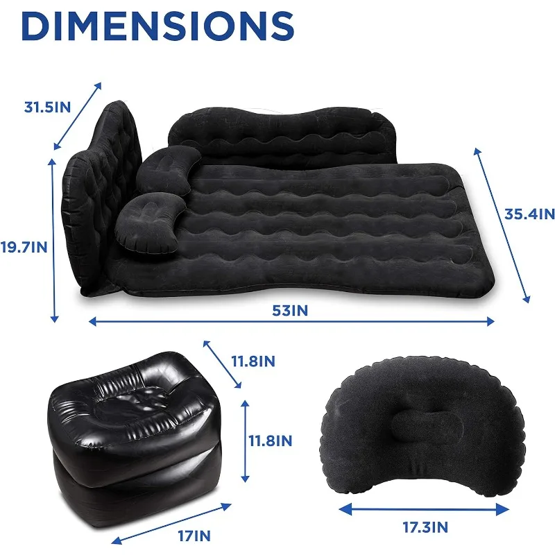 Bed for Car Inflatable Car Air Mattress Camping Bed Back Seat Mattress – Portable Travel Bed with Pillows