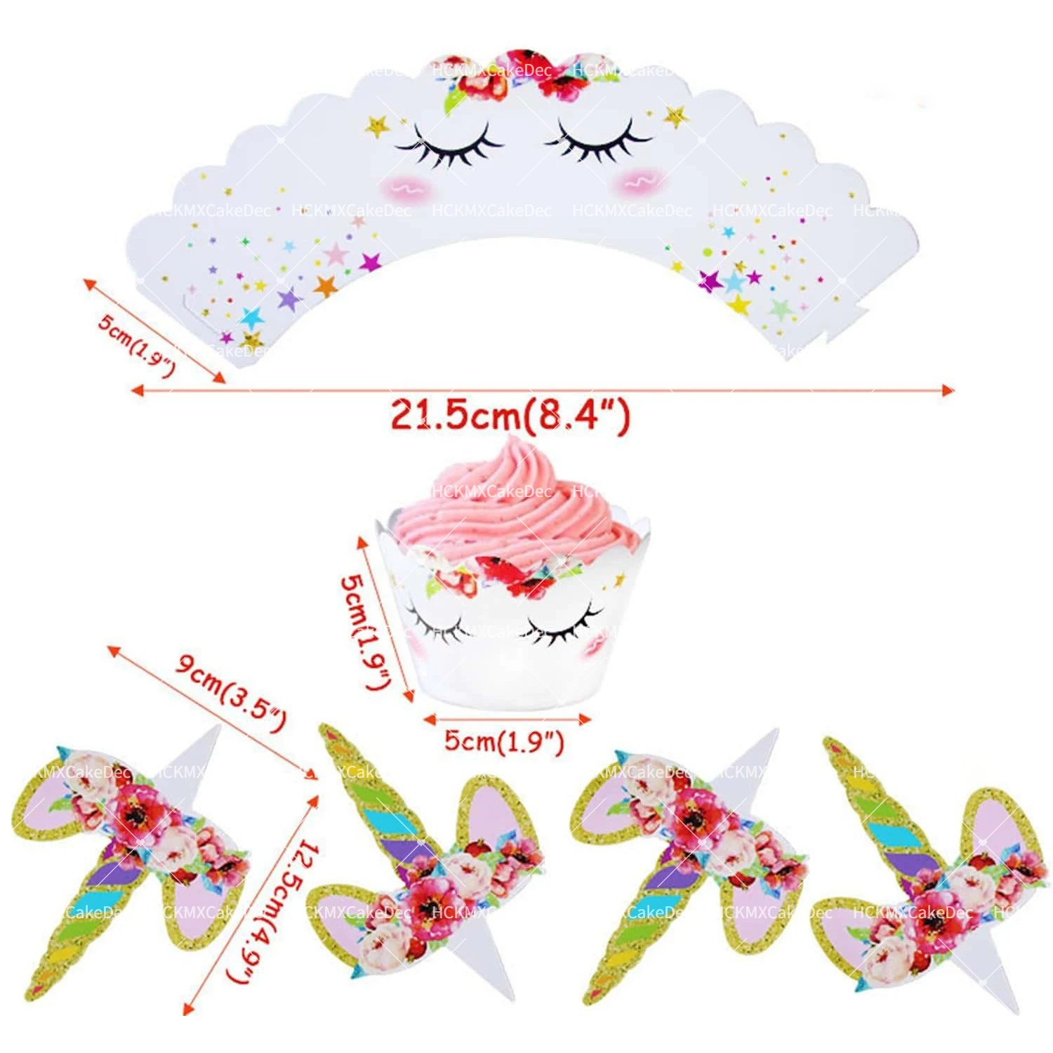 24 Stück Regenbogen Einhorn Cupcake Topper Wrapper Kuchen Topper Einhorn Thema Mädchen Geburtstag Party Kuchen Dekor Einhorn Party Supplies – Detail 6