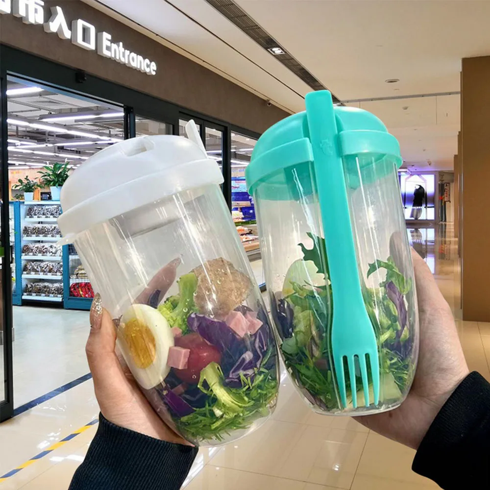 Bottle Salad Container Bottle-Shaped Bento Salad Bowl For Lunch Carry To Go Salad Box With Fork And Sauce Cup Kitchen Accessorie 2