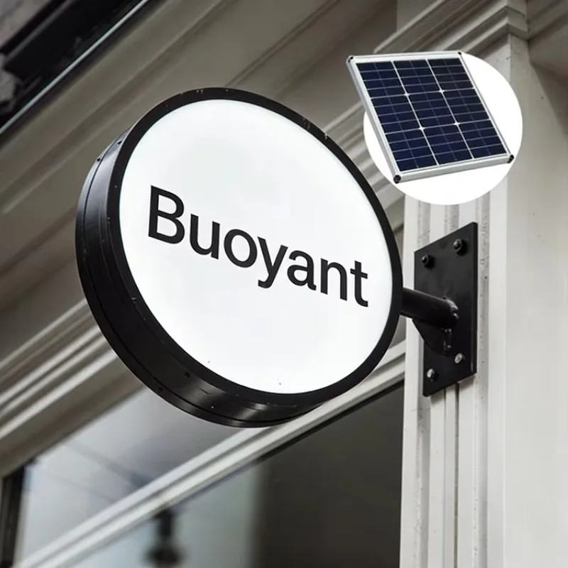 

Solar Power Led Light Box Round Rectangle Square Acrylic Advertising Sign Outdoor Wall Hanging Business Logo Lightbox
