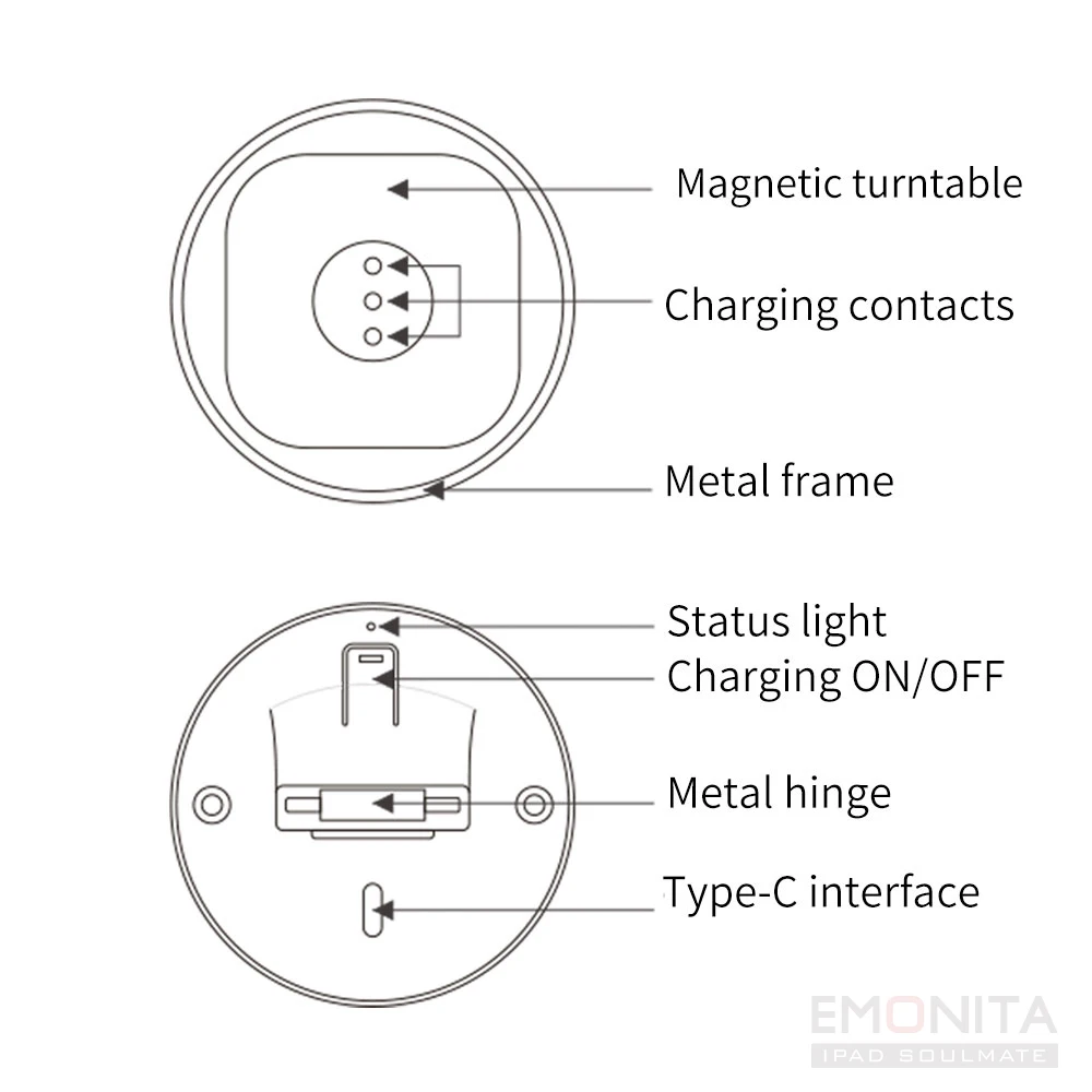 حامل مغناطيسي EMONITA على المكتب مع حافظة لجهاز iPad Air مقاس 13 بوصة (M2/ M3)، شكل L كلاسيكي، مغناطيس قوي، دوران 360 درجة، 90 إمالة #5