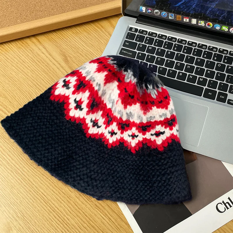 

Autumn Winter Handmade Knitted Beanies Women Lower Crochet Beanies Men Outdoor Sports Travel Panama Cap