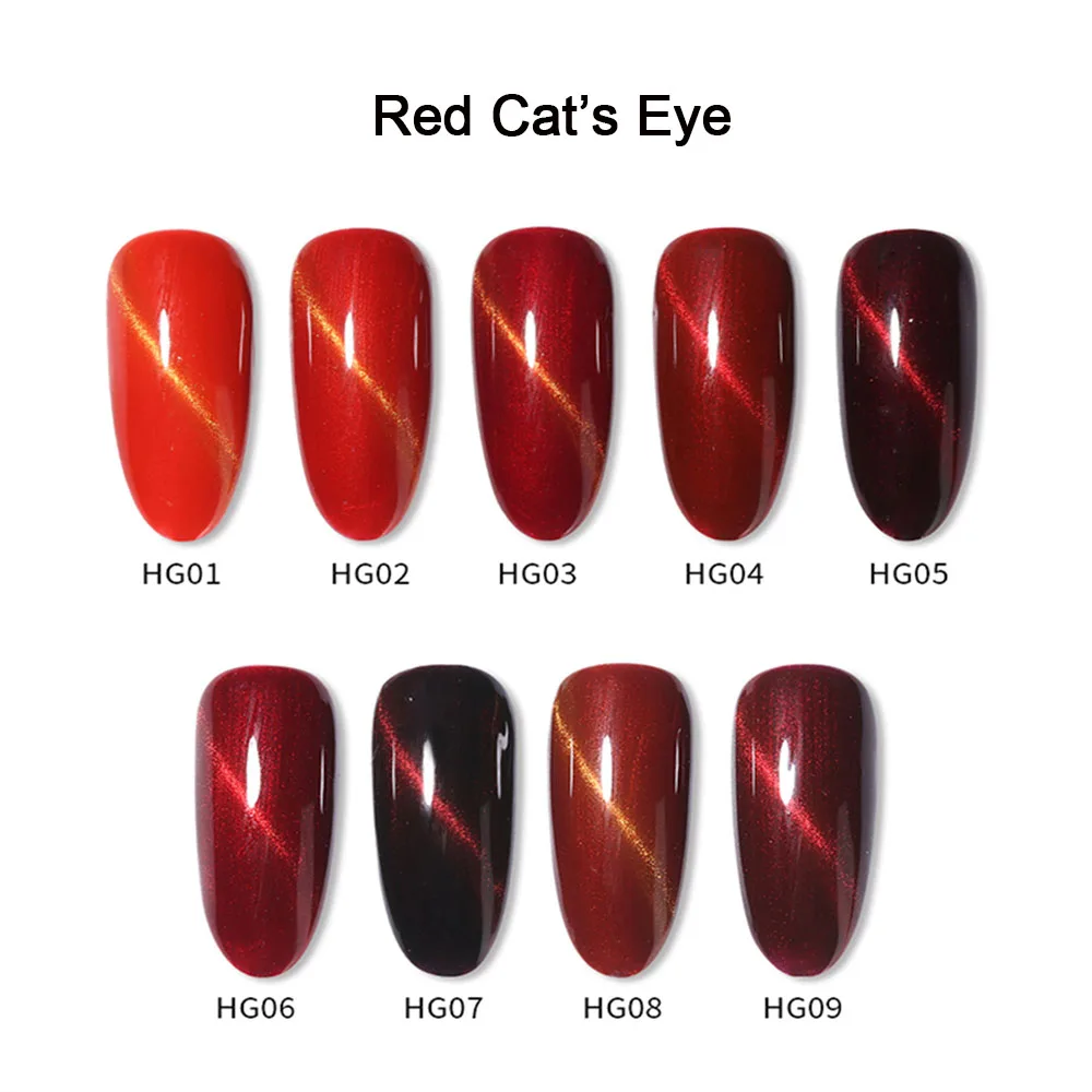 Vendeeni 9 Kleuren Rood Serie Cat Eye Gel Nagellak Rode Wijn Magnetische Uv Soak Off Gel Vernis Kat ogen Nail Art Gel Lak