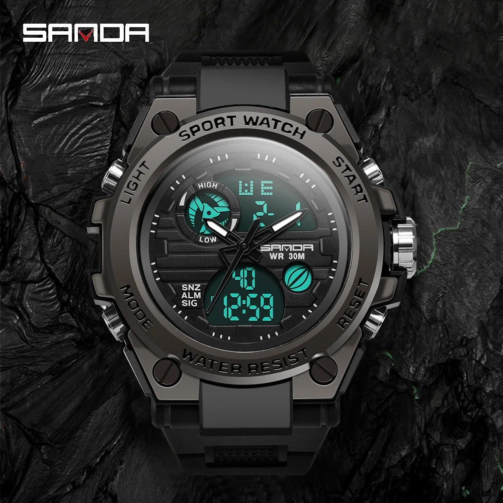 SANDA G Style Men LED Digital Watch Military Sport Quartz Watches Dual Display Waterproof Electron Wristwatch Relogio Masculino