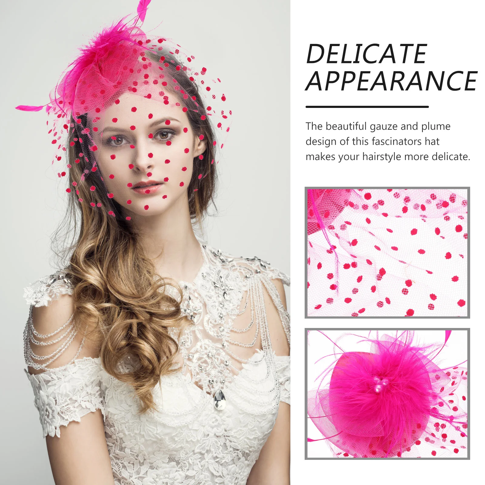 

Net Tulle Hair Accessories For Women Fascinator Headpiece Bridal Wedding Hat Tea Party Headdress Bride Hairpiece Banquet