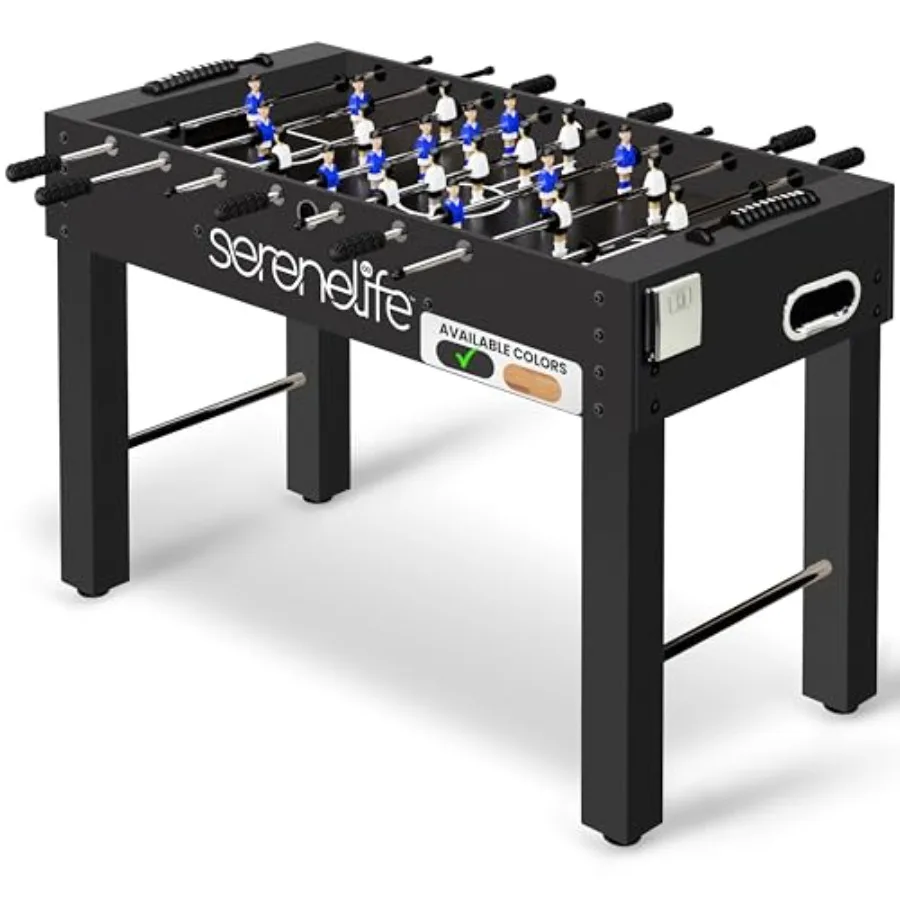 

48" Arcade Foosball Table - 47.83'' x 24.02'' x 31.10'' Home Game Room Soccer Table Modern Black Design Chrome Steel Rods 2 Bal