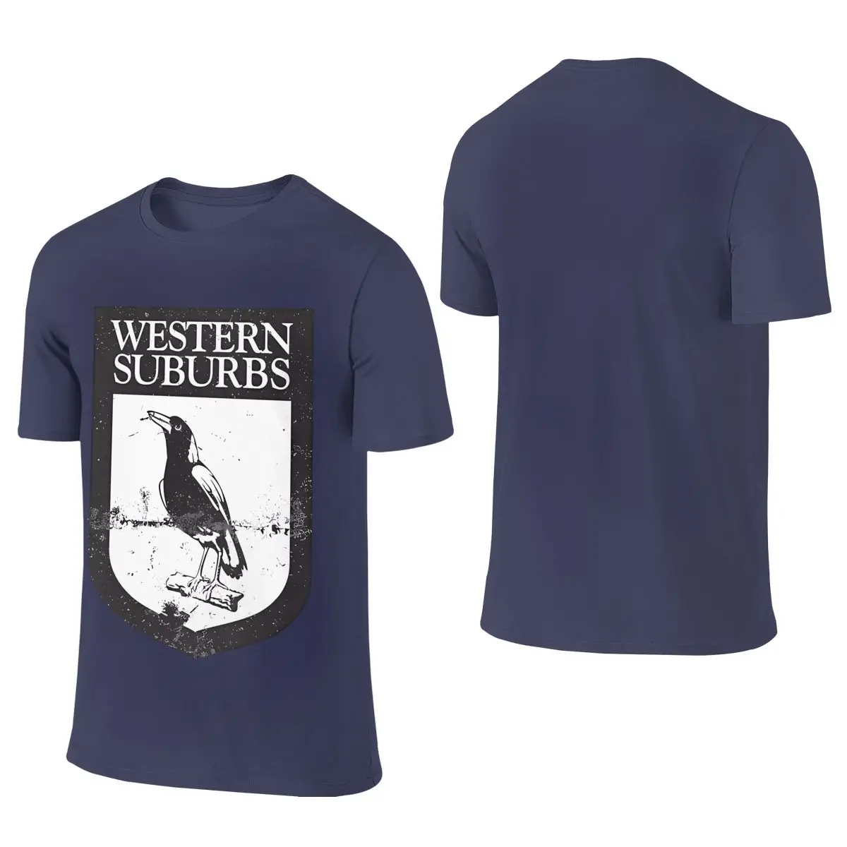 Western Suburbs Magpies Retro Japanese Fresh Reversible T-shirt Street Trendy Cool   Cotton Tee