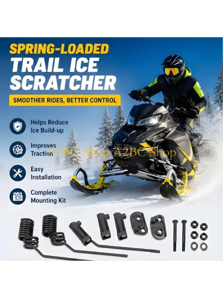 A2BC Strong Snowmobile Ice Scraper Featuring Spring Mounted Design For Secure wait Terrains