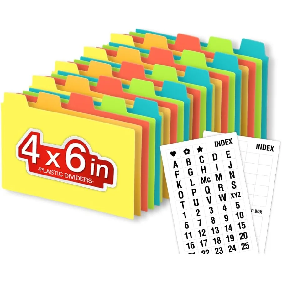 4x6 plastic indexkaartverdelers Zwaargewicht poly-indexkaartgeleiders AZ voor flashkaarten en receptenkaarten met alfabetische blanco