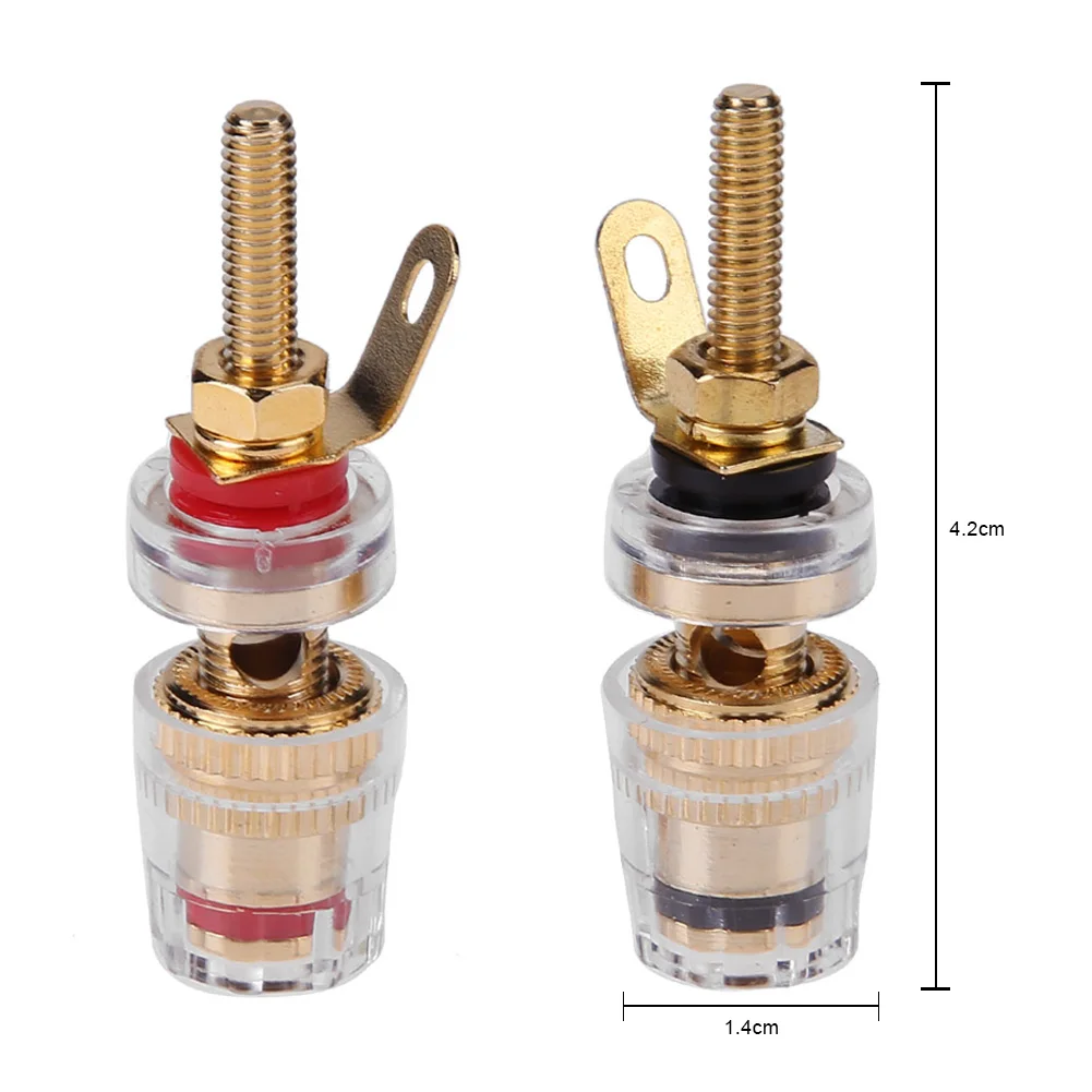 20-2PCS Brass Speaker Amplifier Binding Posts Terminals Crystal Transparent Terminal Sound Panel Speaker Base for Banana Plug