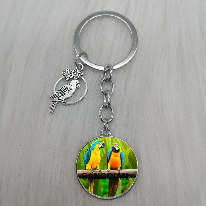 DIY fashion animal bird parrot charm car keychain bird key ring holder gift for men and women