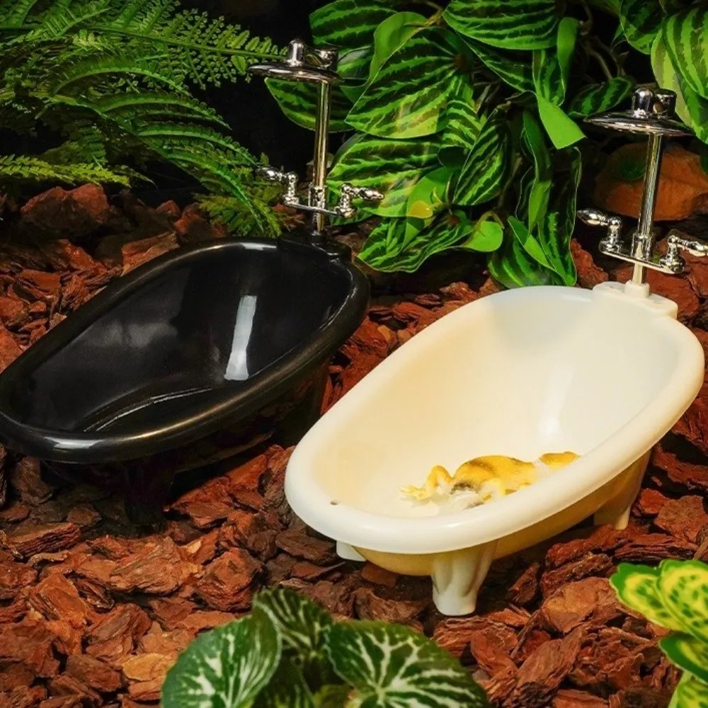 Recipiente de Plástico para Comida de Mascotas, Bañera Estable para Tortugas, Piscina Desmontable para Reptiles, Decoración para Vivarios