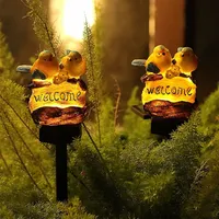 Outdoor Solar Lawn Lights Welcome Bird Style Waterproof Resin Lamps For Garden Doorway Lawn Landscape Decoration LED Solar Lamp