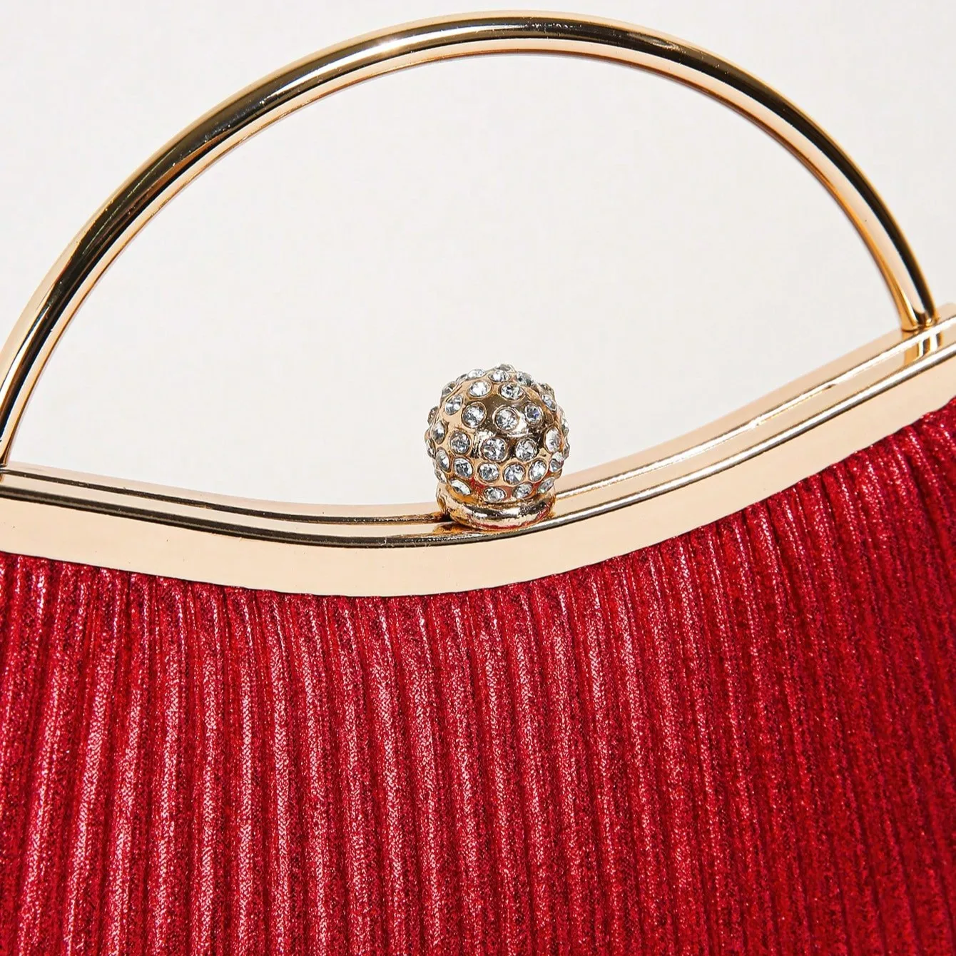 1 pc geraffte Abend tasche für Frauen, Top Ring Clutch Geldbörse, Strass Dekor Handtaschen für Hochzeit Abschluss ball Abendessen – Detail 7