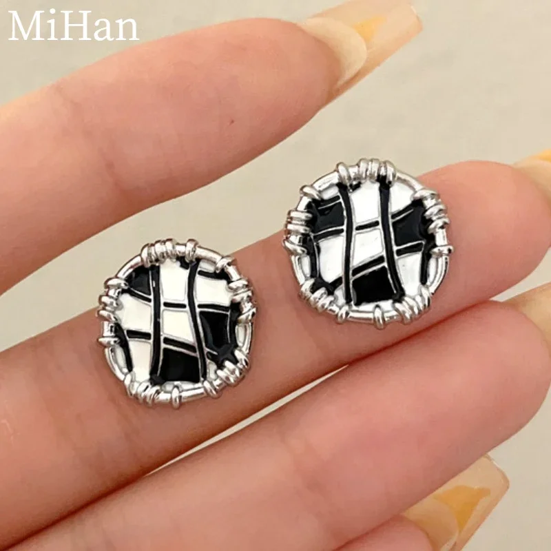 MiHan Fashion Jewelry 925 Silver Needle Sweet Korean Temperament Splicing Color Metal Earrings For Women 2023 Trend New