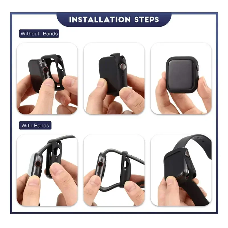 Soft Silicone Case for Apple Watch 10 9 8 7 46mm 49mm 45mm 41mm Protection Cover for IWatch Series SE 6 5 4 44mm 40mm 42mm 38mm