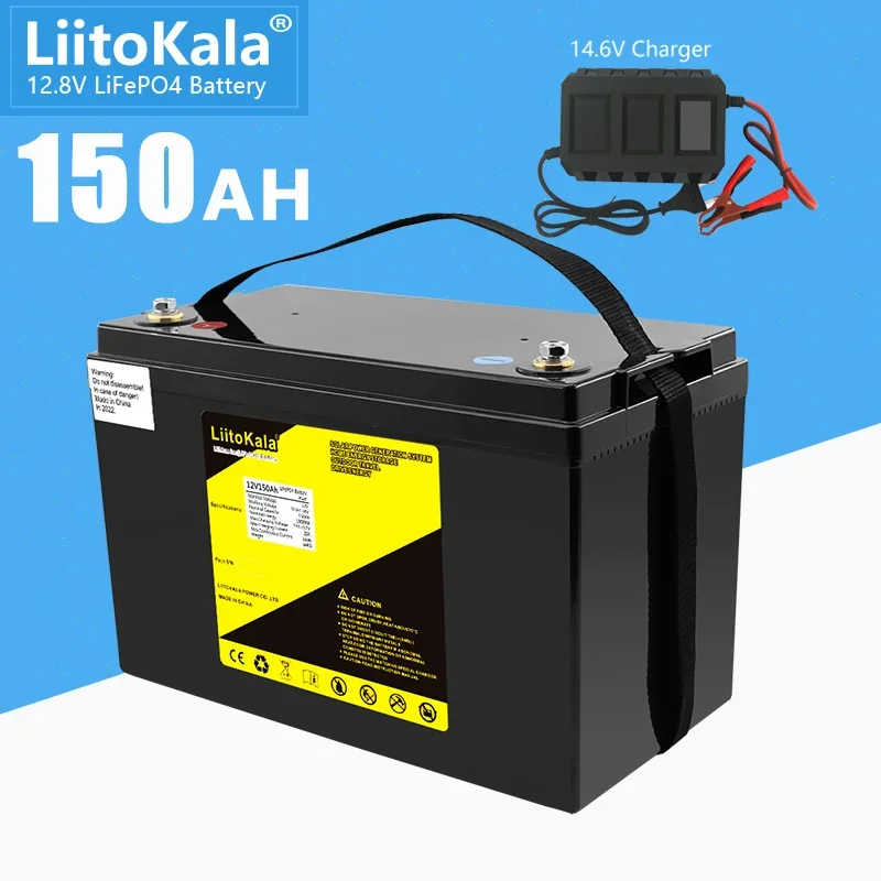 LiitoKala 12V/12.8V 150AH LiFePO4 Battery Pack with 100A BMS for 1200W Boats Solar Energy Storage Golf Carts RV Inverter