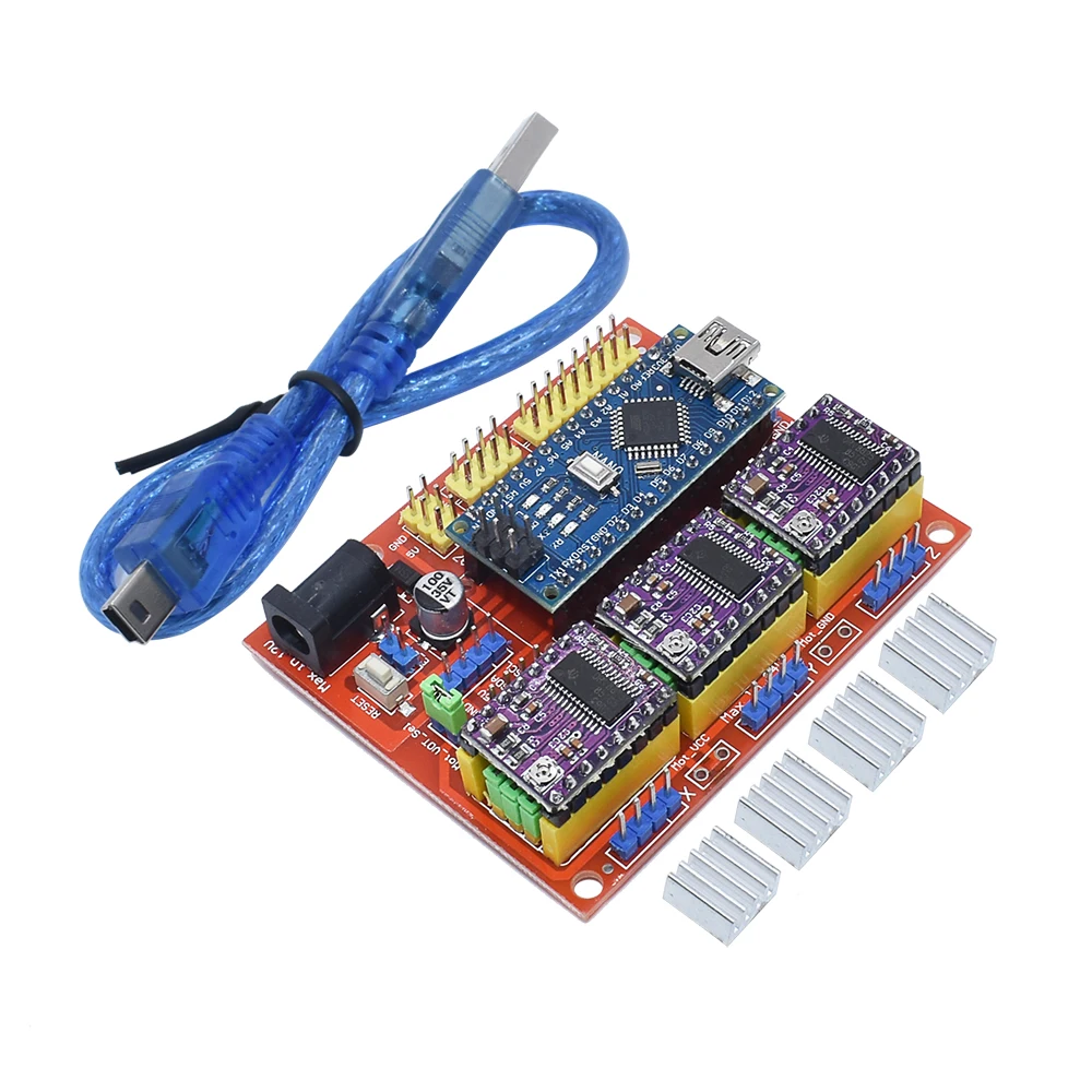 CNC shield v3 V4 engraving machine 3D Printer+ A4988 driver expansion board NANO 3.0 / UNO R3 with USB cable XCW