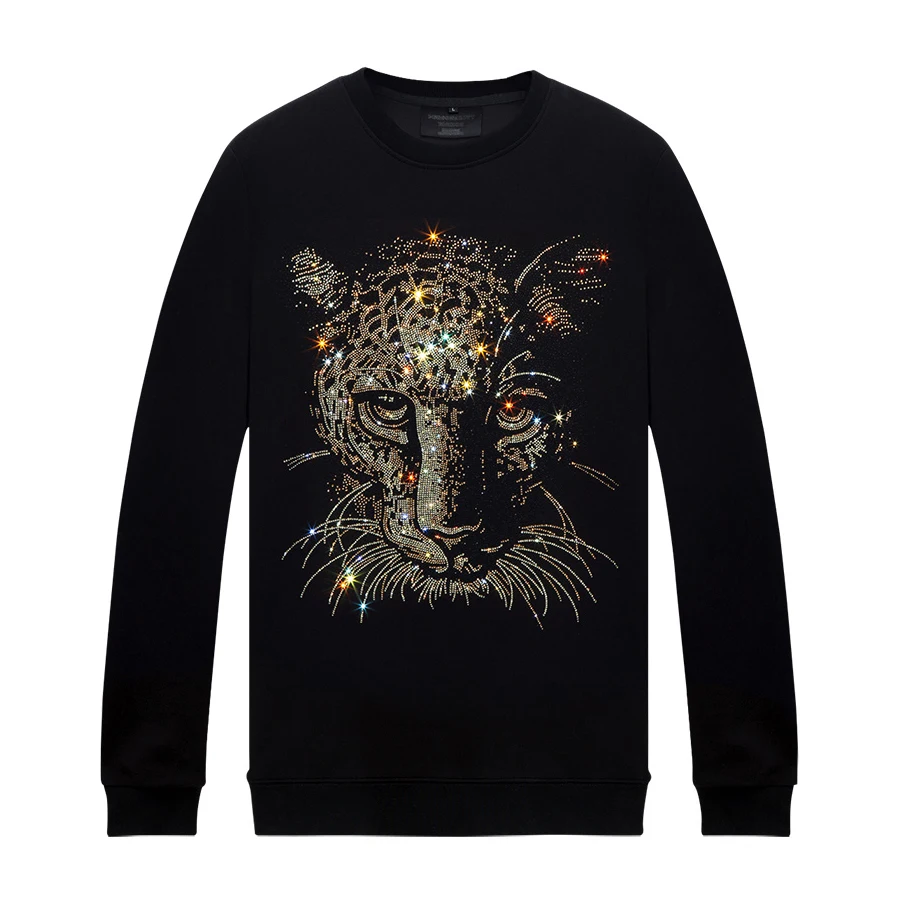 

Vintage Rhinestones Sweatshirts for Men Women Hip Hop Crewneck Pullover Streetwear Tops Spring Autumn Various Pattern Designs