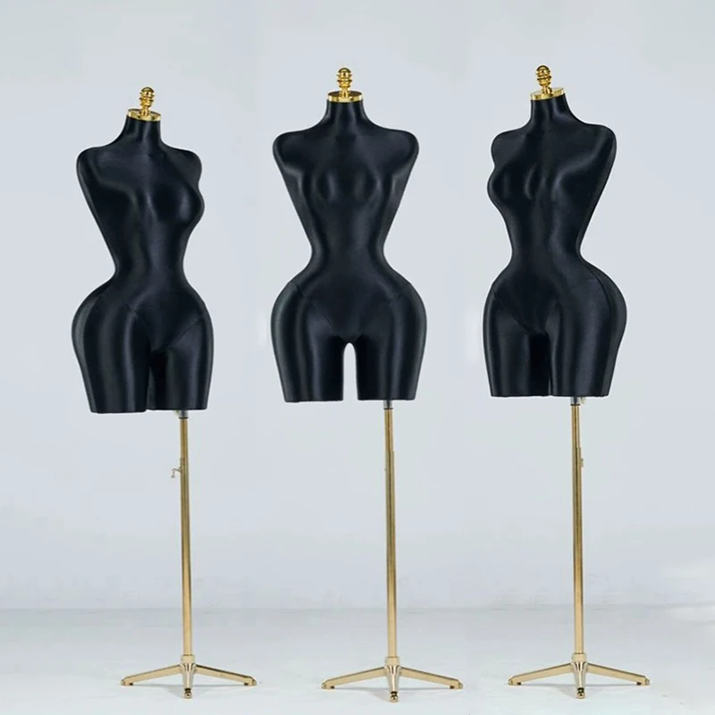 

Изогнутый манекен большого размера Couture Femme с большой задницей, золотой манекен для показа женской одежды