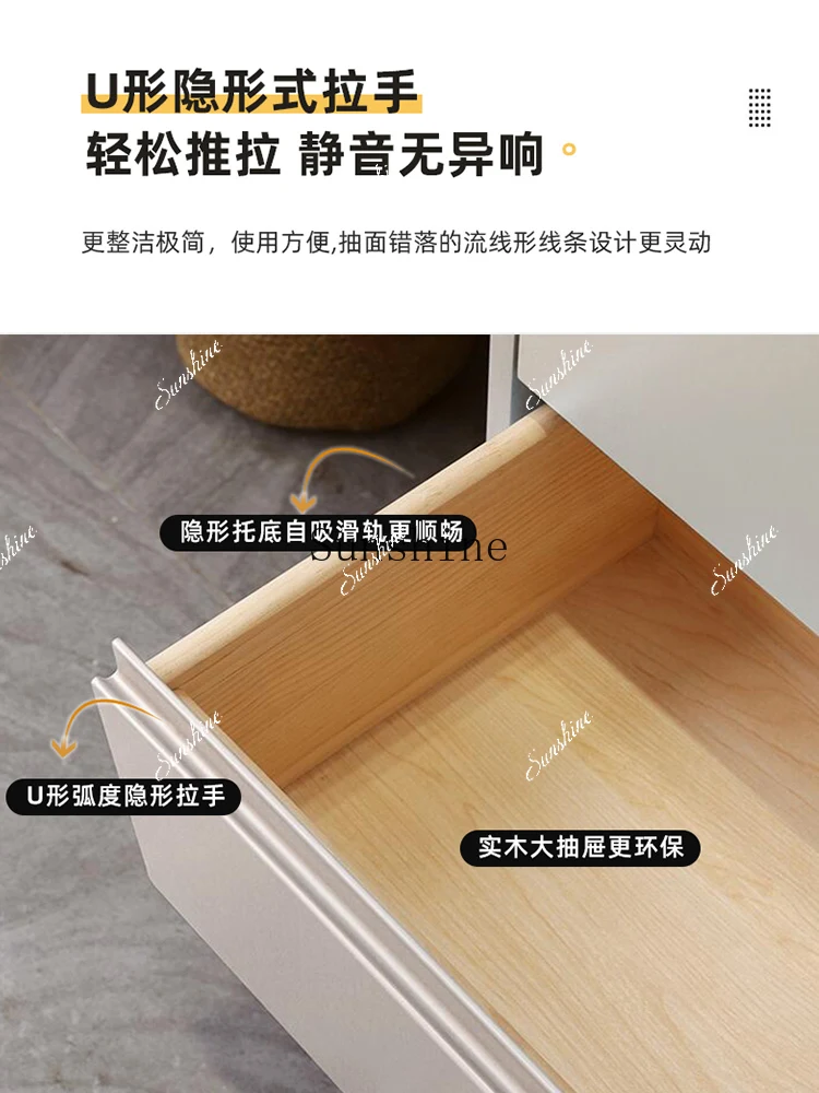 Solid wood combination with glass door Cream wind locker Living room storage Bookshelf cabinet  FT - view 3