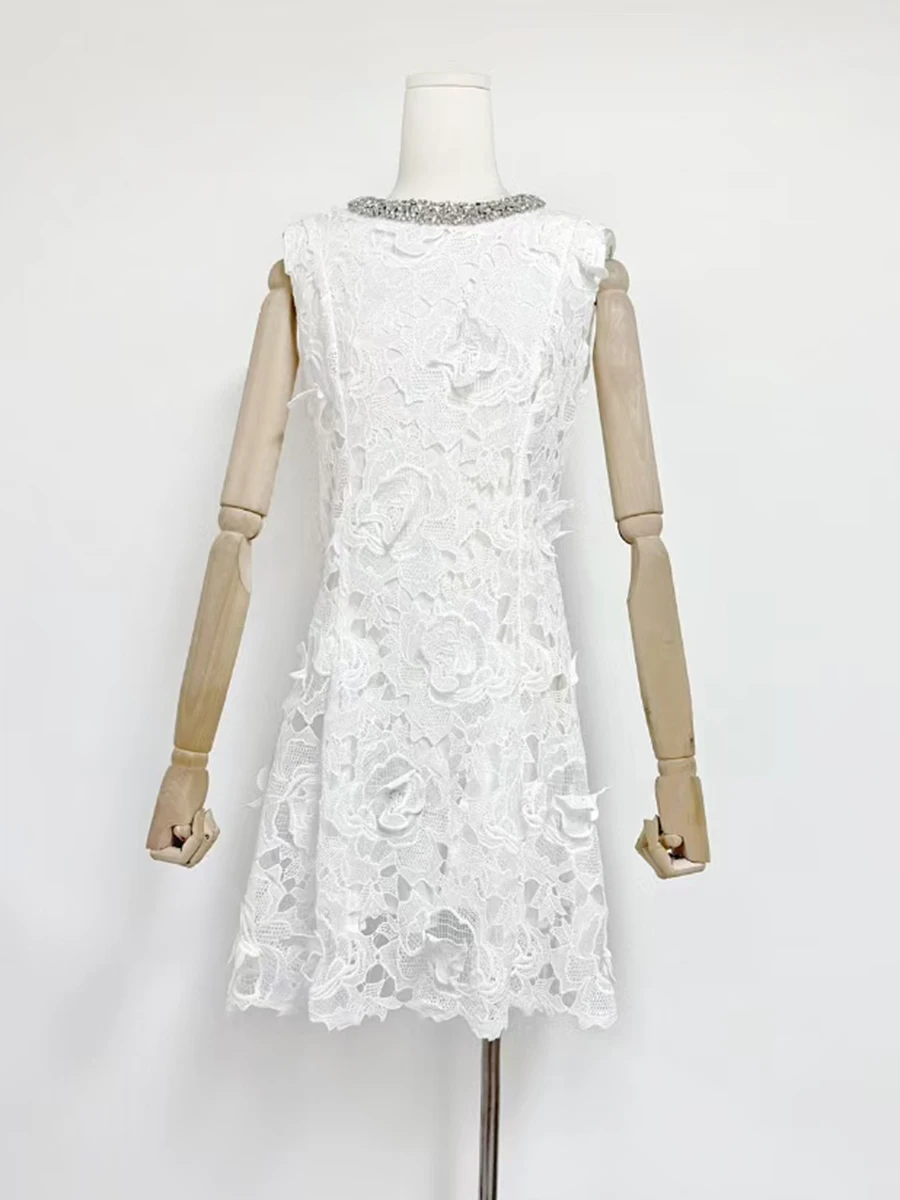 TWOTWINSTYLE Hit Color Chic Long Dresses For Women Round Neck Lantern Sleeve High Waist Elegant Dress Female Fashion Style New