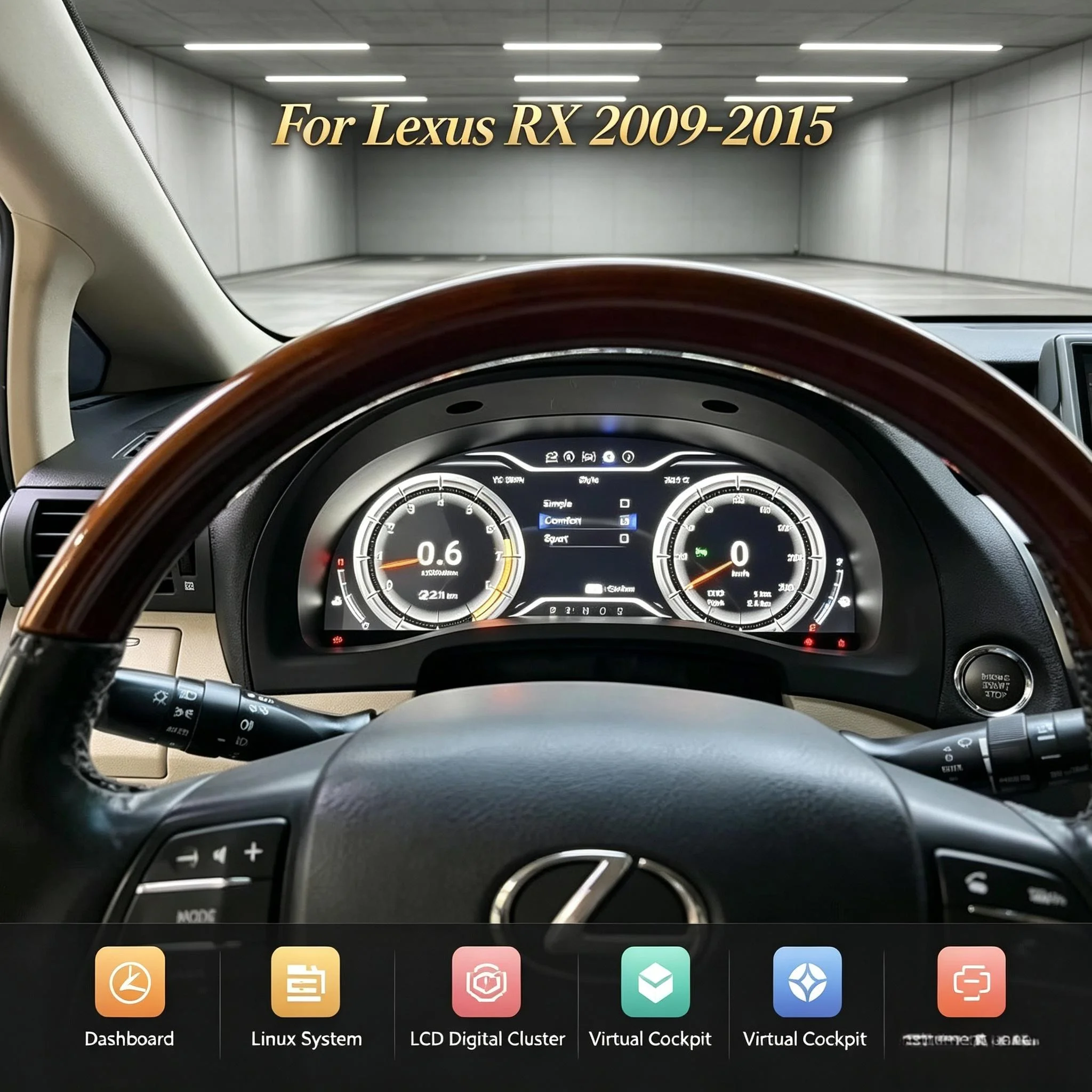 Car Digital Cluster 12.3 inch For Lexus RX 2009-2015 LCD Dashboard Instrument Panel Smart Gauges Module Auto Speed Meter Screen