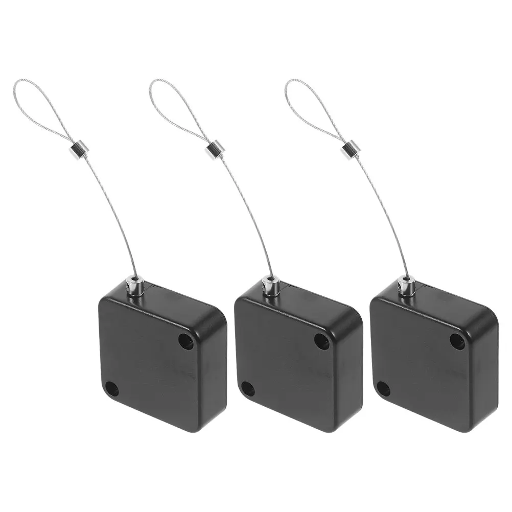 

3pcs Retractable Cable Tether Lock Convenient Wire Lock Anti-lost Steel Wire Rope Security Wire Box Retractable Cable Holder