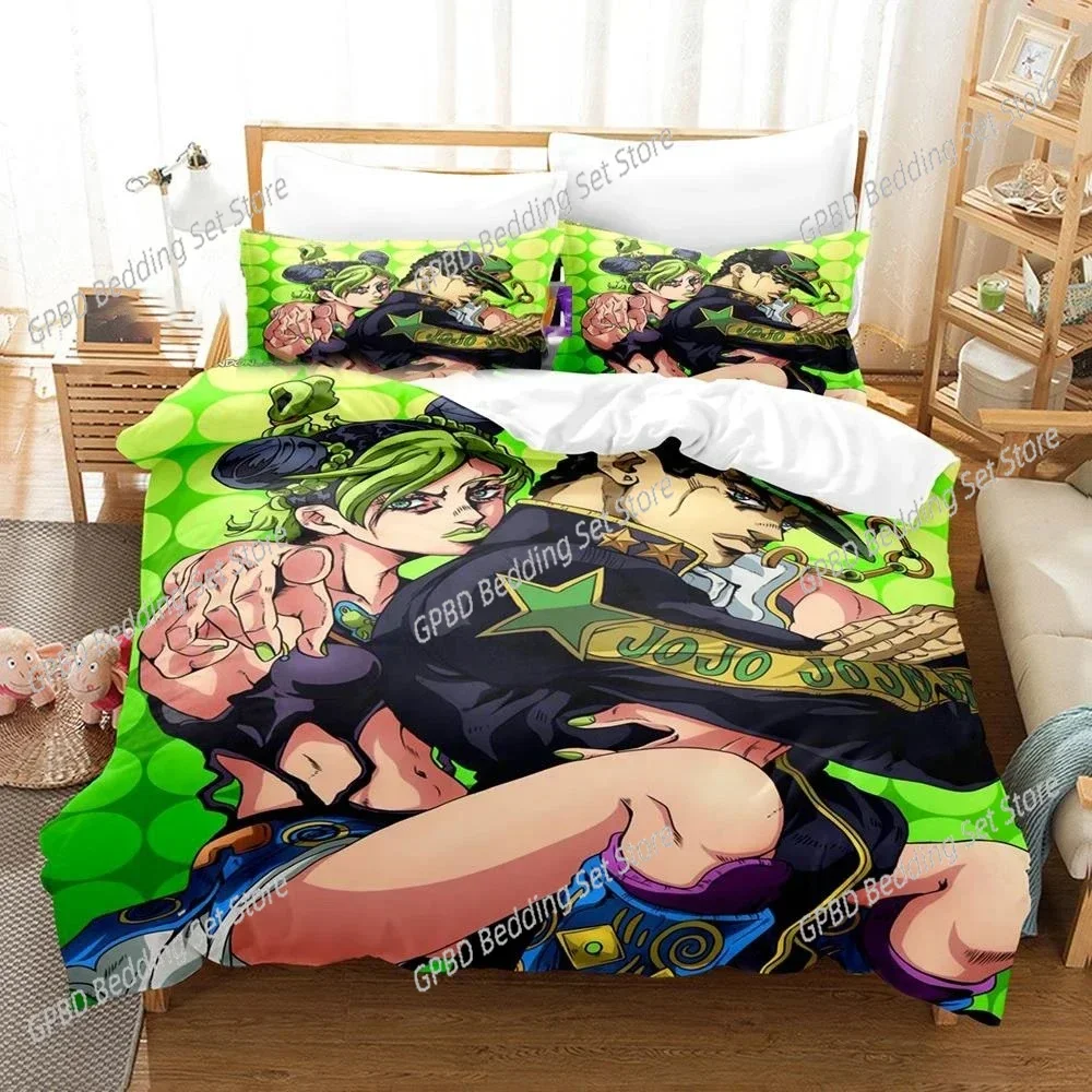 JoJo Bizarre Adventure 3D Bedding Set Duvet Cover Pillowcases Single Twin Full Queen King Size Home Decor Quilt Boys Gift