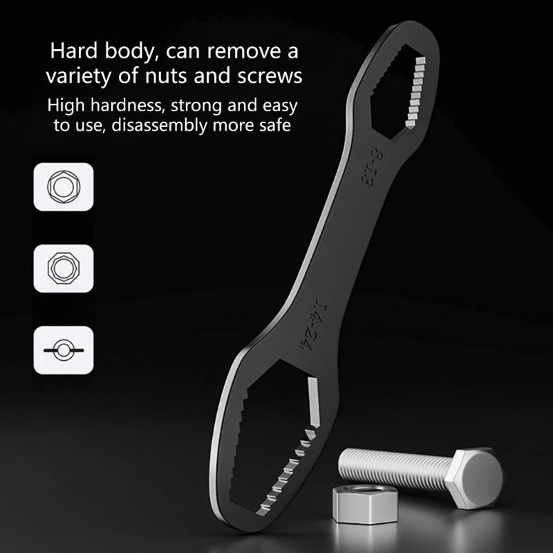 Wrench Adjustable Multifunctional Wrench 8-24mm Manual Repair Tool Bicycles