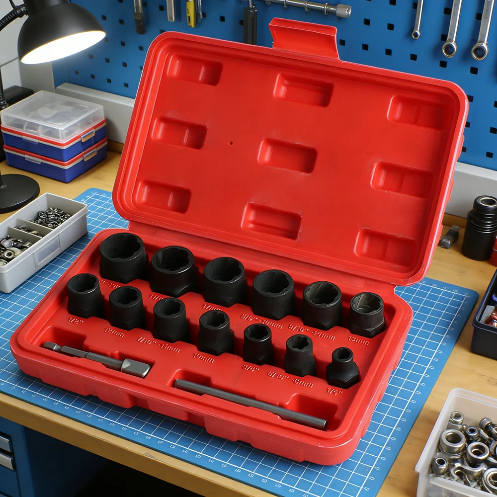 

Broken Bolt Extractor Set Impact Bolt Nut Remover Set Bolt Extractor Tool Kit For Removing Damaged Bolts Nuts Screws Tool