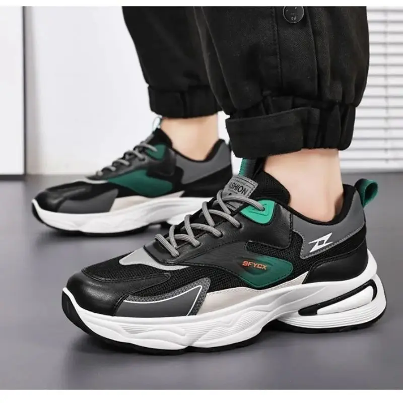 รองเท้ากีฬาลำลองผู้ชาย ระบายอากาศ ป้องกันกลิ่น ตาข่าย ฤดูใบไม้ผลิ ฤดูร้อน พื้นหนา อเนกประสงค์ รองเท้าวัยรุ่น