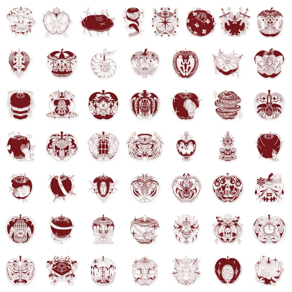 50 pezzi adesivi trasparenti mela rossa adesivi creativi fai da te istruzioni etichette tablet decorazione PC adesivi giocattolo PET