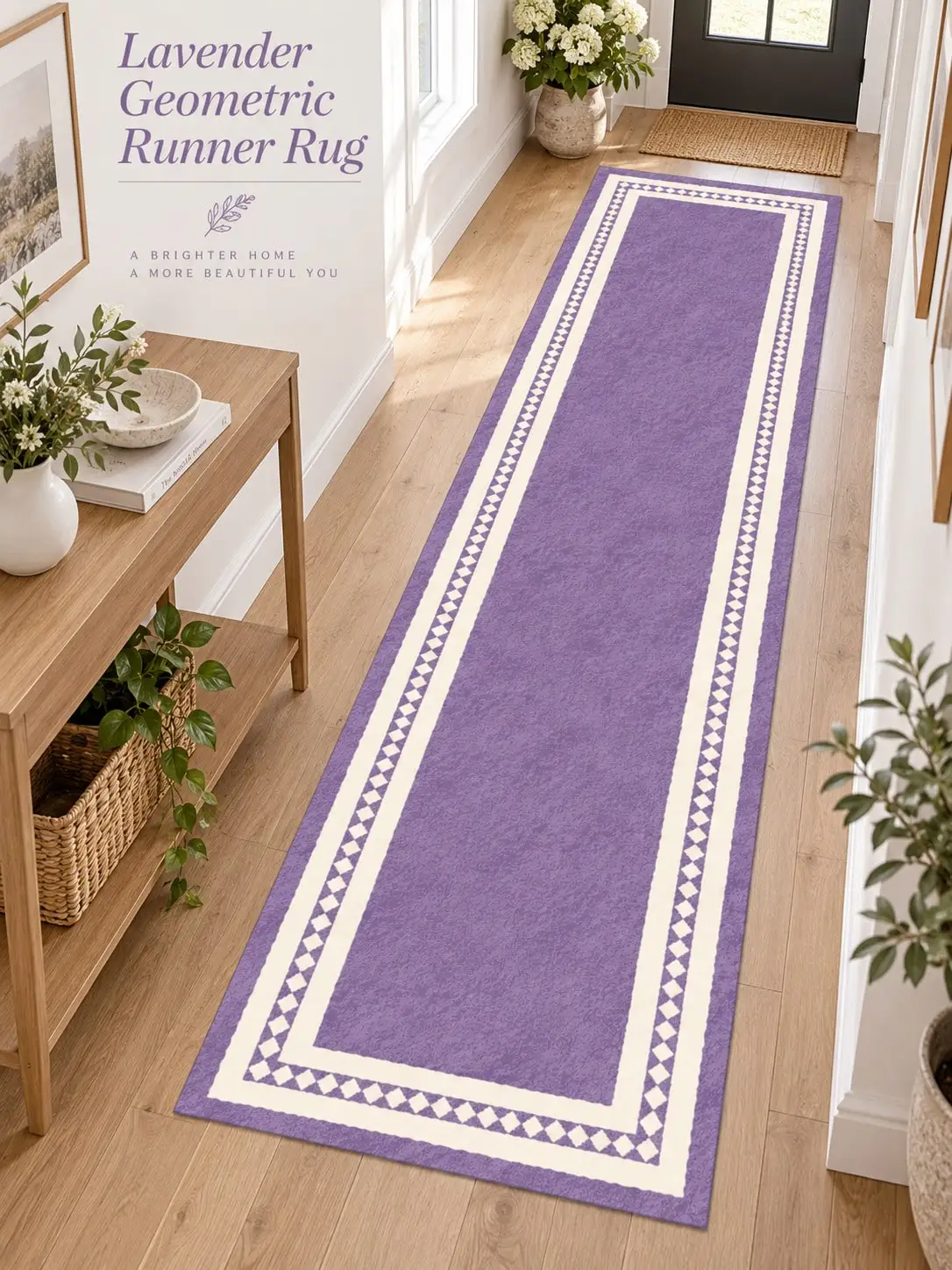 Diamond Border Aisle Runners Hallway Kitchen Entryway Floor Decor Runner Rugs with Checker Motifs Living Room Bedroom Apartment Home Long Carpet Beside Sofa Christmas Thanksgiving Anniversary Birthday Housewarming Gifts for Family and Friends