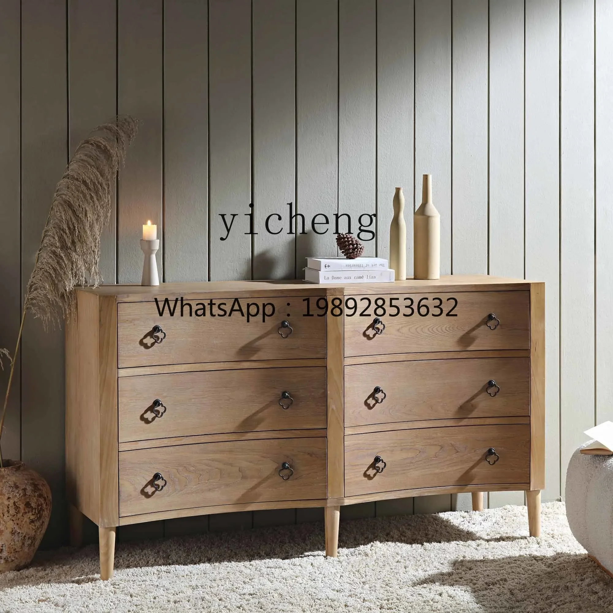 X5-26 medieval solid wood dining side cabinet American rural retro six-chest cabinet locker