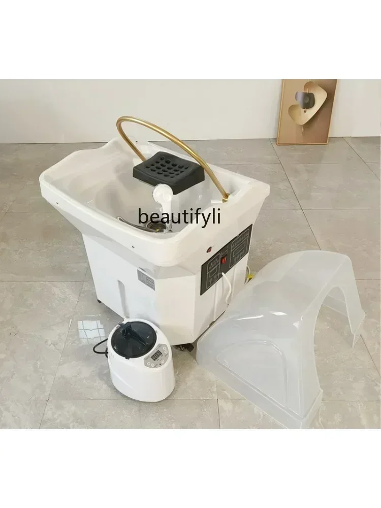 Movable Shampoo Basin Head Therapy Machine Supporting Massage Couch Facial Bed Fumigation Water Circulation Shampoo Machine