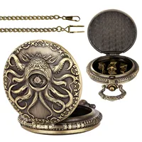 Octopus Metal Dice Case Vintage Cthulhu Pocket Watch DND Dice One eyed Octopus Pocket Watch box Dice For role playing games