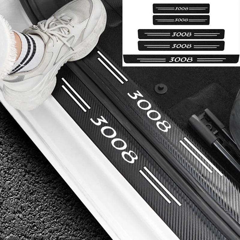 

High quality Door Sill Protector Welcome Pedal Cover Anti-drity Anti-scratch Strip Protective Strip For Peugeot 3008 Accessories